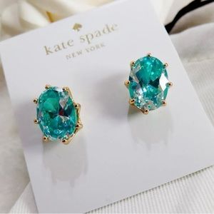 Kate Spade Ruby Gold Plated Shine On Oval Studs Earrings Green firm price